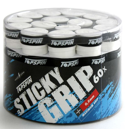 Topspin Racket Overgrip Sticky White 0.5mm 60 Pack