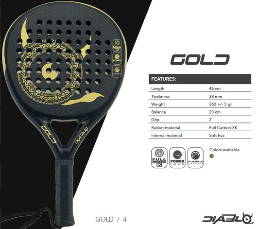 Diablo Padel Racket Gold 3k Pro Padel